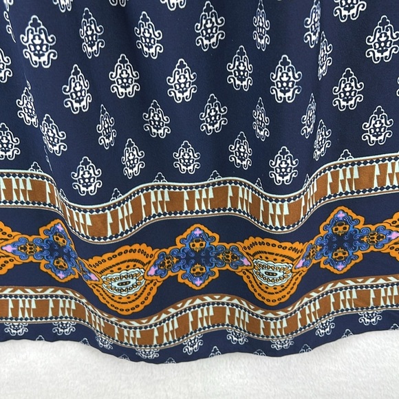 Speed Control Boho Dress Women’s Sz M Navy/Brown/Gold 100% Polyester Like New - Picture 7 of 11